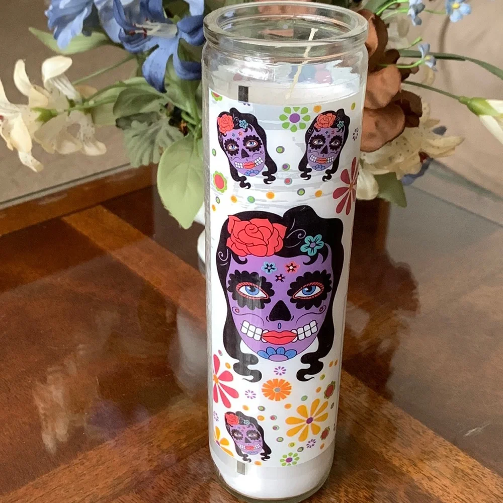 Dia de Muertos Candle 8” Day of The Dead Holiday Mystic Sugar Skull Halloween 🆕